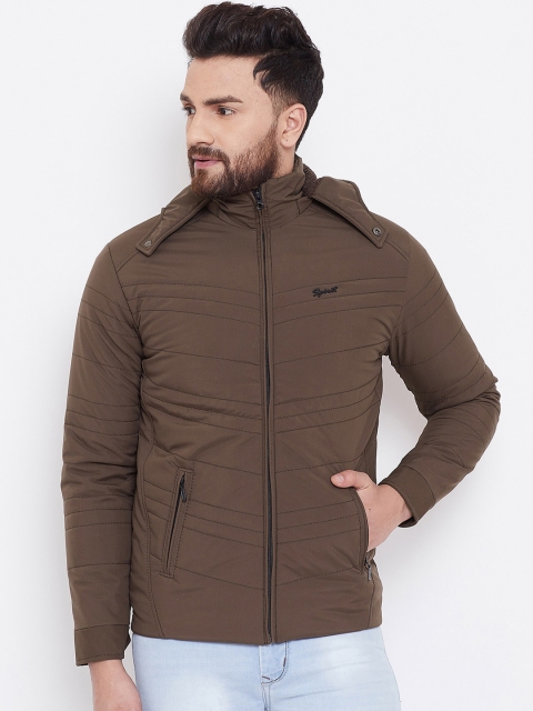 

Spirit Men Brown Solid Hooded Padded Jacket