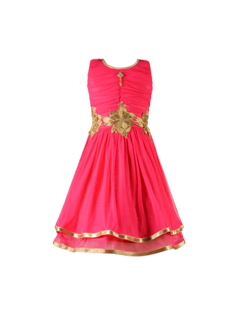 

Aarika Girls Pink & Gold-Coloured Solid Maxi Dress