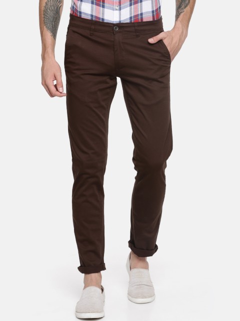 

Chennis Men Brown Slim Fit Solid Regular Trousers