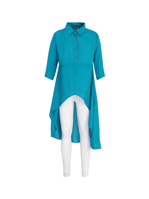 

Aarika Girls Blue & White Solid Kurta with Churidar