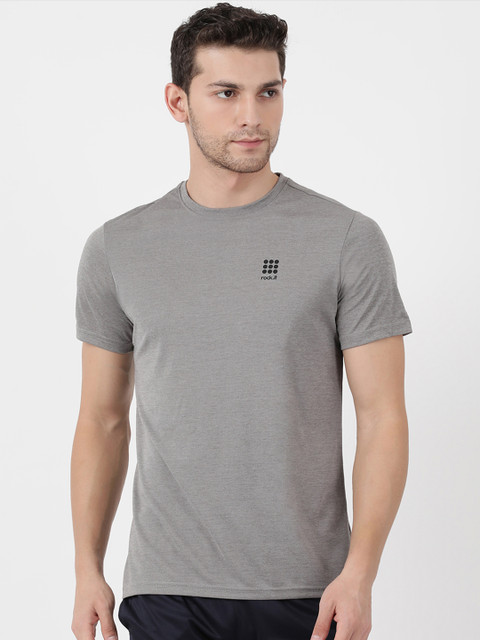 

rock.it Men Grey Solid Round Neck T-shirt