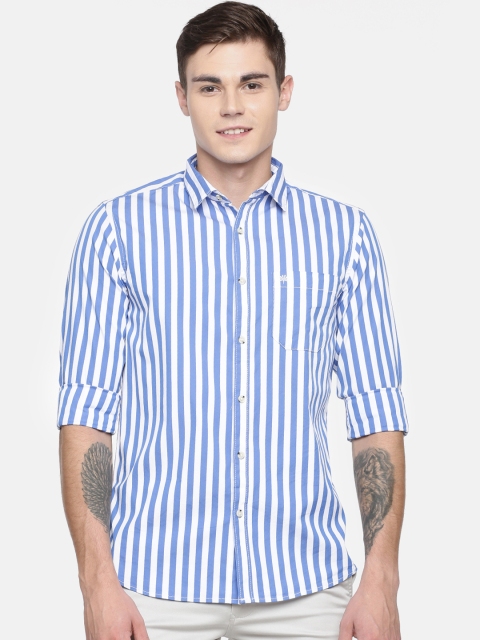 

Chennis Men Blue & White Slim Fit Striped Casual Shirt