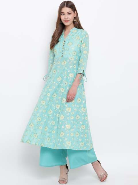 

Shakumbhari Women Blue & White Printed Kurta with Palazzos