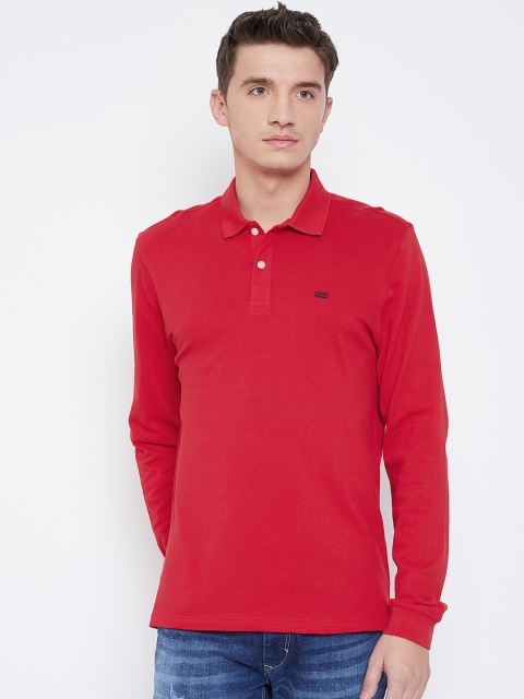 

METTLE Men Red Solid Polo Collar T-shirt