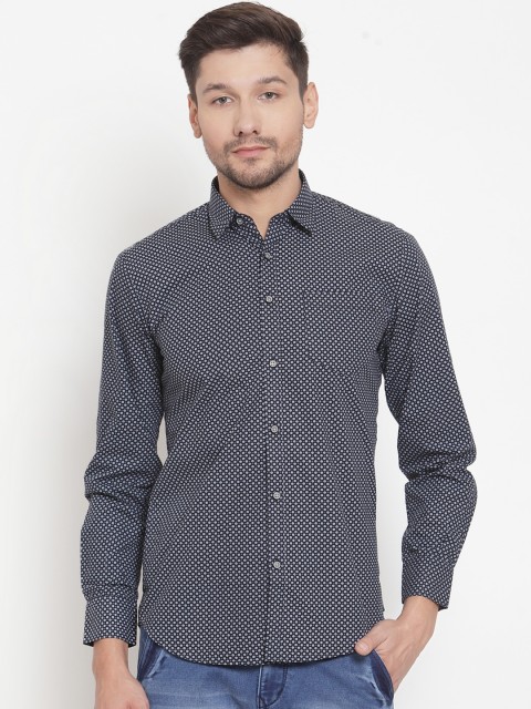 

Rodamo Men Black & Grey Slim Fit Printed Casual Shirt