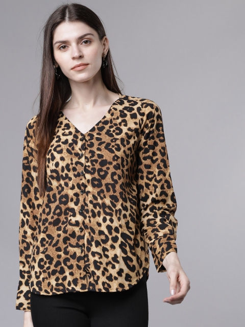 

Tokyo Talkies Women Brown Animal Print Top