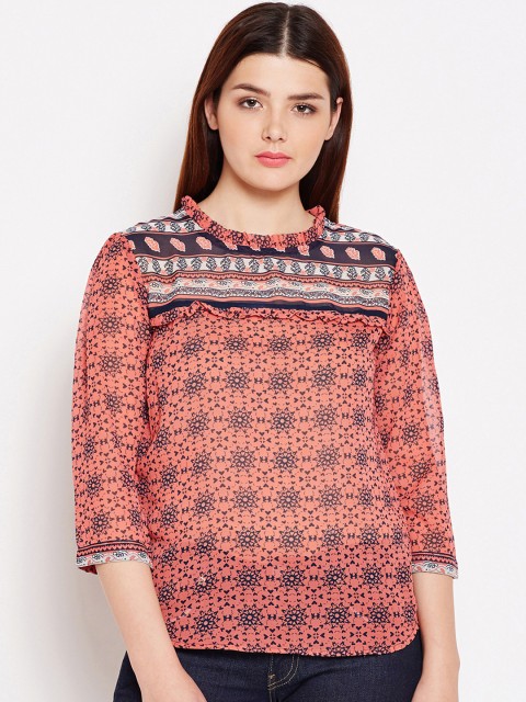 

AASK Women Peach-Coloured Printed Top