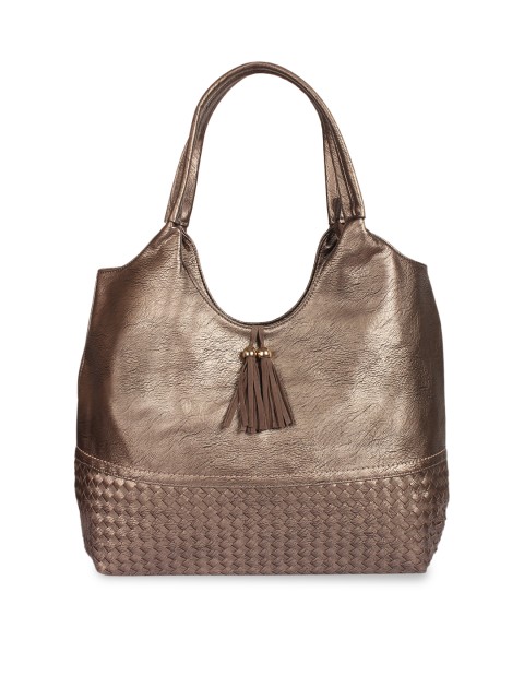 

red pout Metallic Brown Woven Design Shoulder Bag