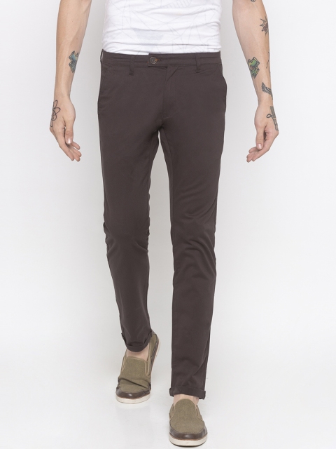 

Globus Men Brown Slim Fit Solid Regular Trousers