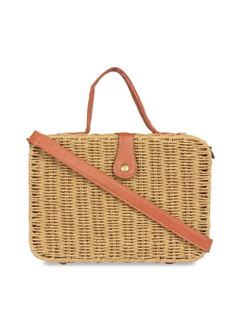 

red pout Brown Textured Handheld Bag