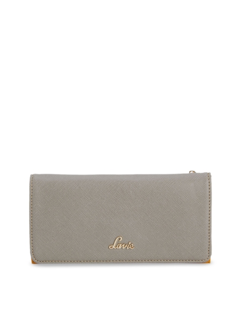 Lavie Women Grey Textured Three Fold Wallet