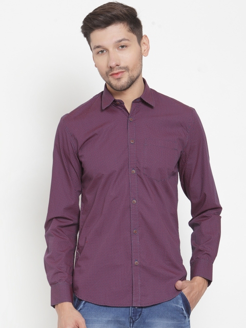 

Rodamo Men Red & Navy Blue Slim Fit Printed Casual Shirt