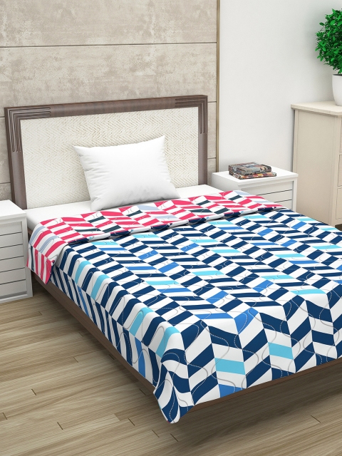 Divine Casa Pink & Blue Abstract AC Room 110 GSM Single Bed Comforter