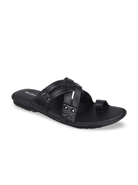 

Vardhra Men Black Leather Comfort Sandals