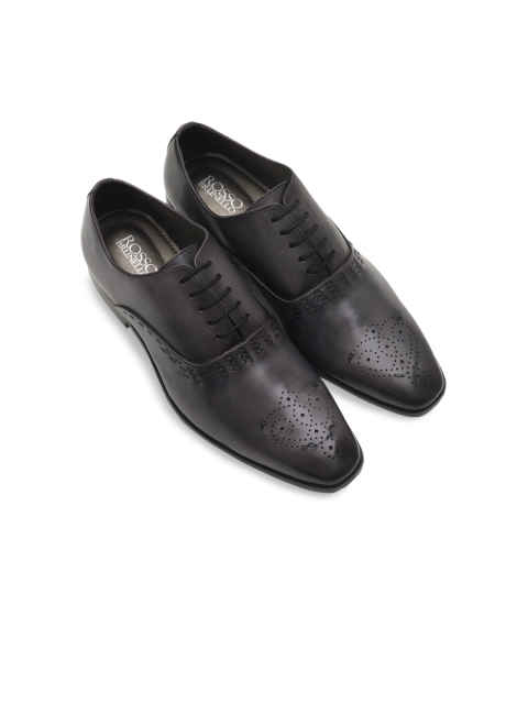

Rosso Brunello Men Black Textured Leather Formal Oxfords, Grey