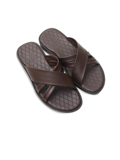 

Rosso Brunello Men Brown Textured Genuine Leather Sandals