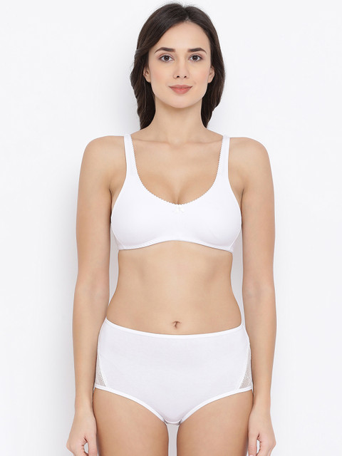 

Clovia Women White Solid Lingerie Set COMBBP57332B