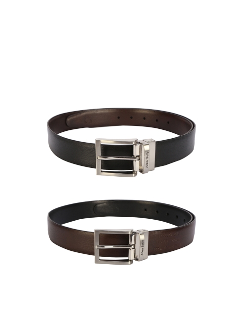 

Allen Solly Men Pack Of 2 Solid Leather Belt, Black