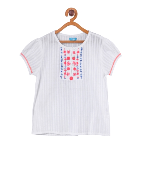 

Miyo Girls White Striped A-Line Top