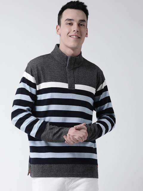 

Club York Men Blue & Grey Striped Sweatshirt
