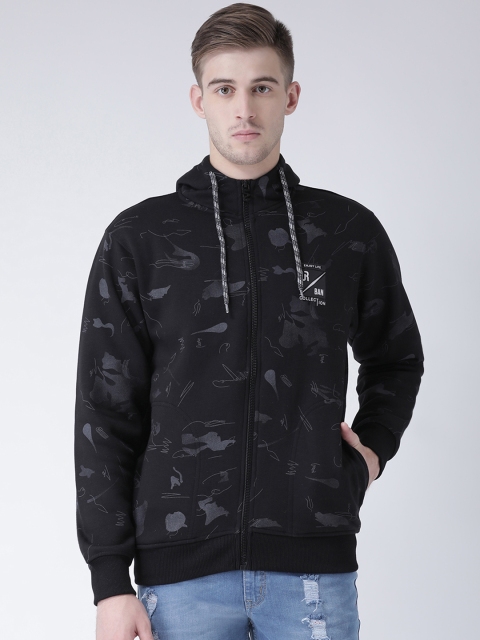 

COBB Men Black & Black Printed Hooded Sweatshirt