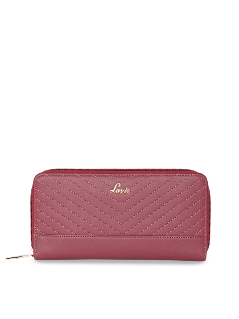 

Lavie Women Pink Solid Zip Around Wallet