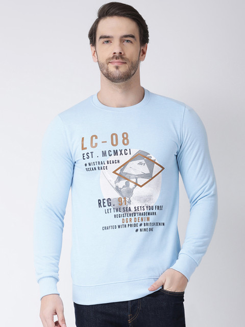 

COBB Men Blue & Blue Printed Sweatshirt, Turquoise blue