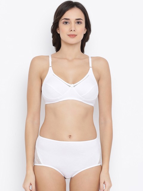 

Clovia Women White Solid Lingerie Set COMBBP46532B