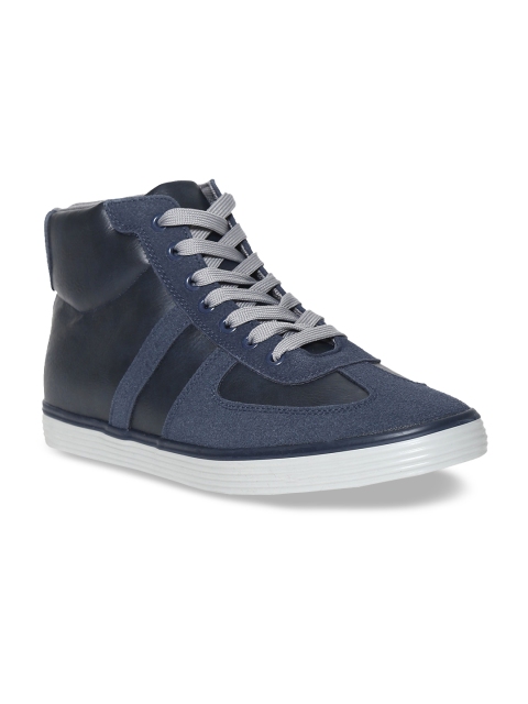

U.S. Polo Assn. Men Navy Blue Solid Mid-Top Sneakers