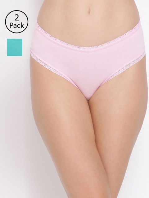 

Clovia Women Pack Of 2 Cotton Hipster Briefs COMPNC740S, Turquoise blue