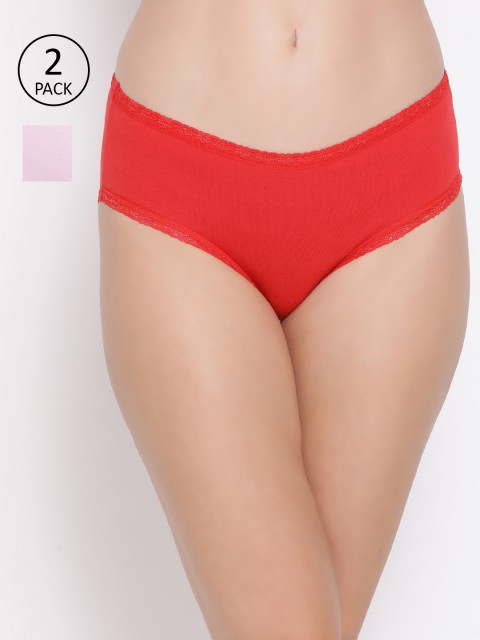

Clovia Women Pack Of 2 Cotton Hipster Briefs COMPNC759S, Pink