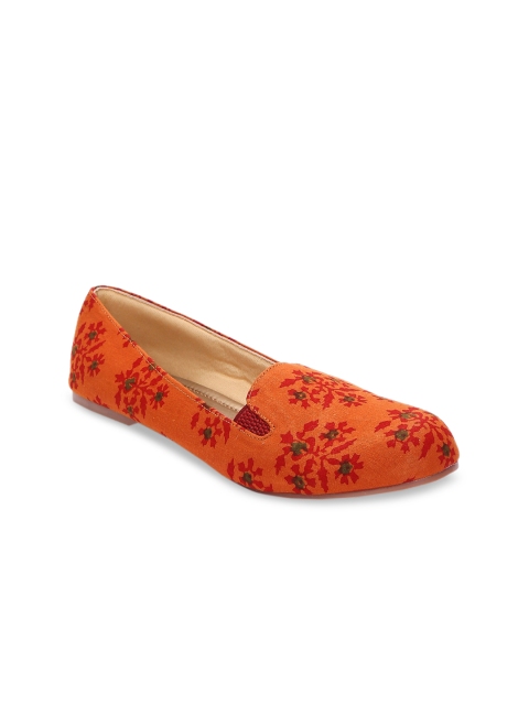 

Kanvas Women Orange Printed Ballerinas