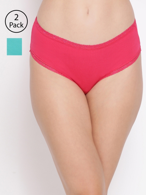 

Clovia Women Pack Of 2 Cotton Hipster Briefs COMPNC763S, Pink