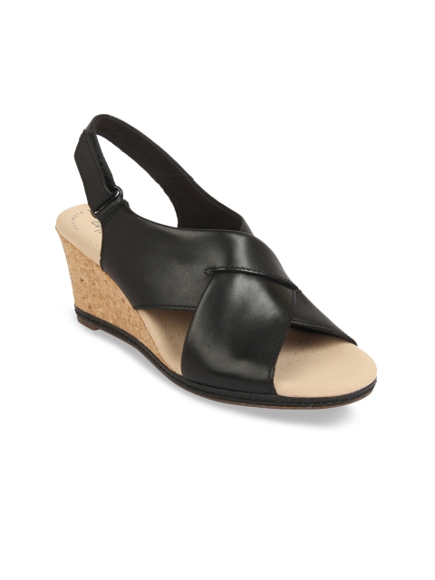 

Clarks Women Black Solid Leather Heels