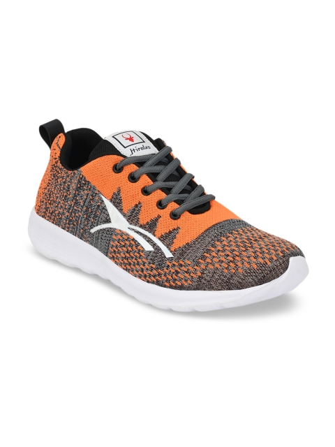 

HIROLAS Men Orange Mesh Running Shoes