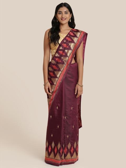 

Koskii Purple Woven Design Satin Saree