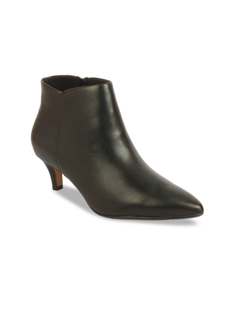 

Clarks Women Black Solid Heeled Leather Boots
