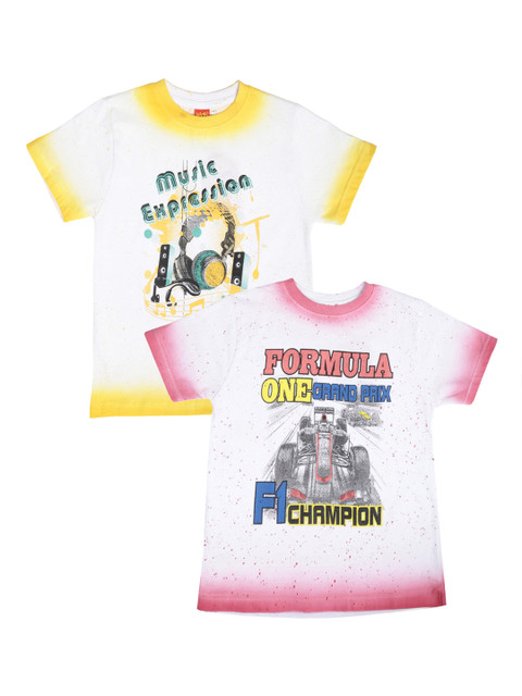 

Dollar Champion Kidswear Boys Pack of 2 Printed Round Neck T-shirts, Yellow
