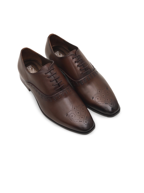 

Rosso Brunello Men Coffee Brown Textured Leather Formal Derbys