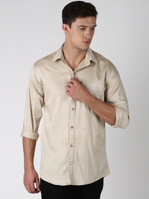 

LEVIZO Men Beige Premium Regular Fit Solid Casual Shirt