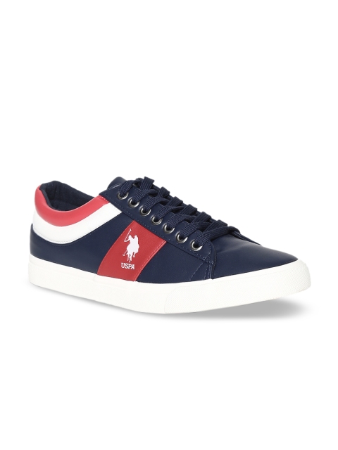 

U.S. Polo Assn. Men Navy Blue & Red Colourblocked Sneakers