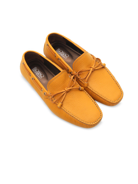 

Rosso Brunello Men Mustard Yellow Genuine Leather Driving Loafers