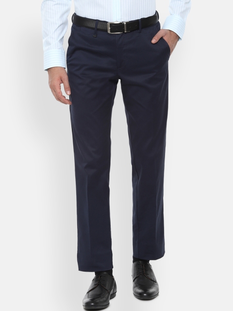 

Van Heusen Men Navy Blue Slim Fit Solid Formal Trousers