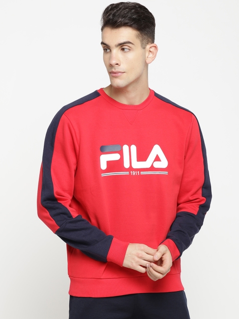 FILA Men Red & White Printed Sweatshirt