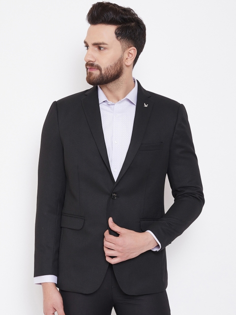 

Canary London Men Black Solid Single-Breasted Slim-Fit Blazer