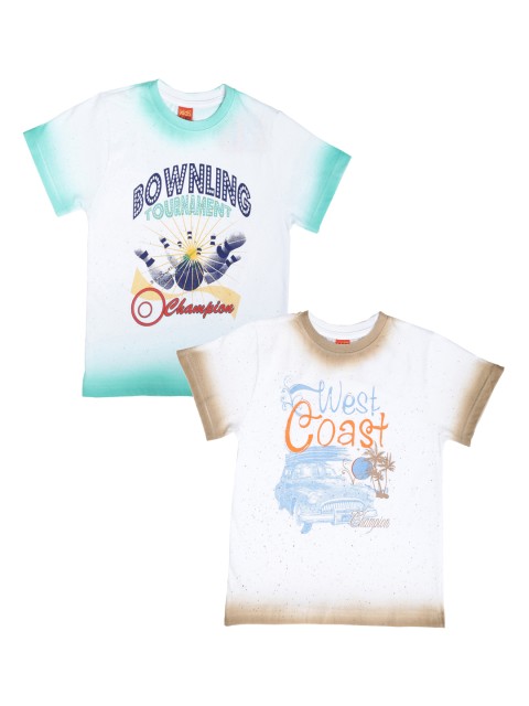 

Dollar Champion Kidswear Boys Pack of 2 Printed Round Neck T-shirts, Green