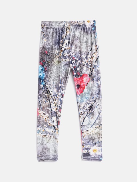 

Nins Moda Girls Grey & White Printed Ankle-Length Pure Velvet Leggings