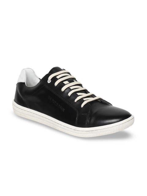 

U.S. Polo Assn. Men Black Solid Leather Sneakers