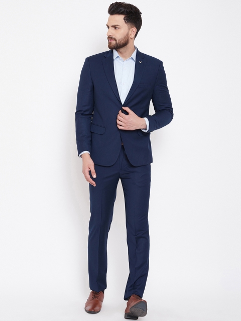 

Canary London Men Navy Blue Self-Design Single-Breasted Slim-Fit Suit