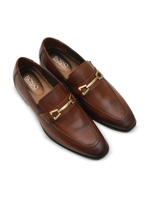 

Rosso Brunello Men Brown Solid Genuine Leather Formal Loafers